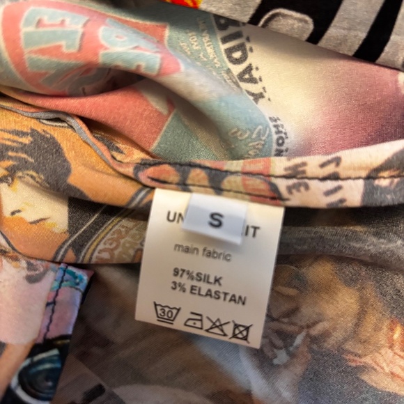 Unbreak.IT Italy Disco Silk  Blouse Button Down Multi Color Small NWT - Picture 5 of 13